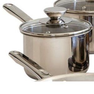 Cooks 1.5-Quart Stainless Steel Saucepan with Glass Lid